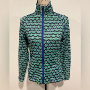 Peter Millar Long Sleeve Golf Full-Zip UPF 50 Wicking Green Blue Women’s Small